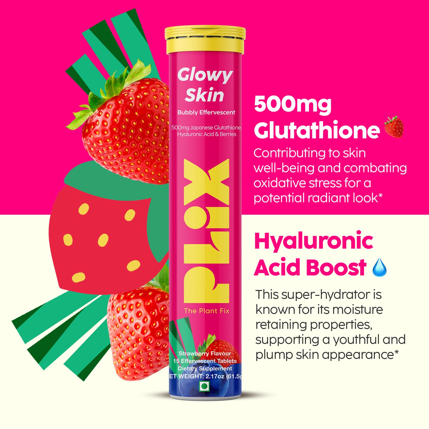Glowy Skin Effervescent with 500mg Glutathione Pack of 1