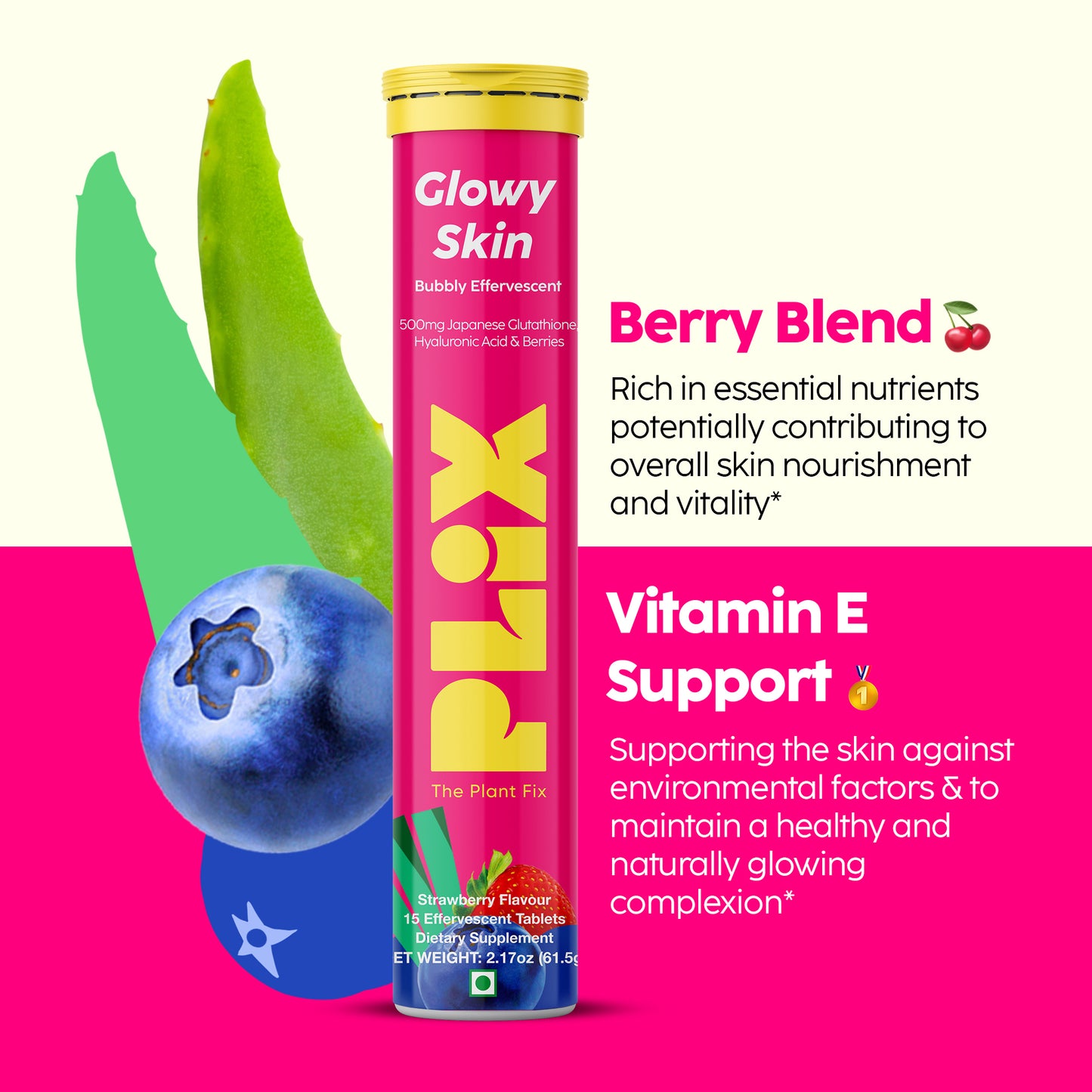 Glowy Skin Effervescent with 500mg Glutathione Pack of 1